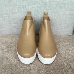J Slides Tan Leather Slip-On Sneakers